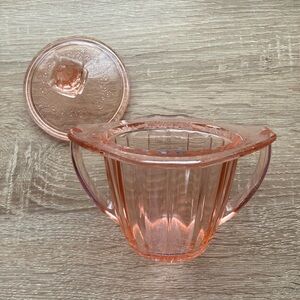Jeannette Glass Adam Sugar Bowl - Pink Depression Glass